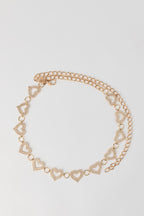 Rhinestone Heart Chain Belt