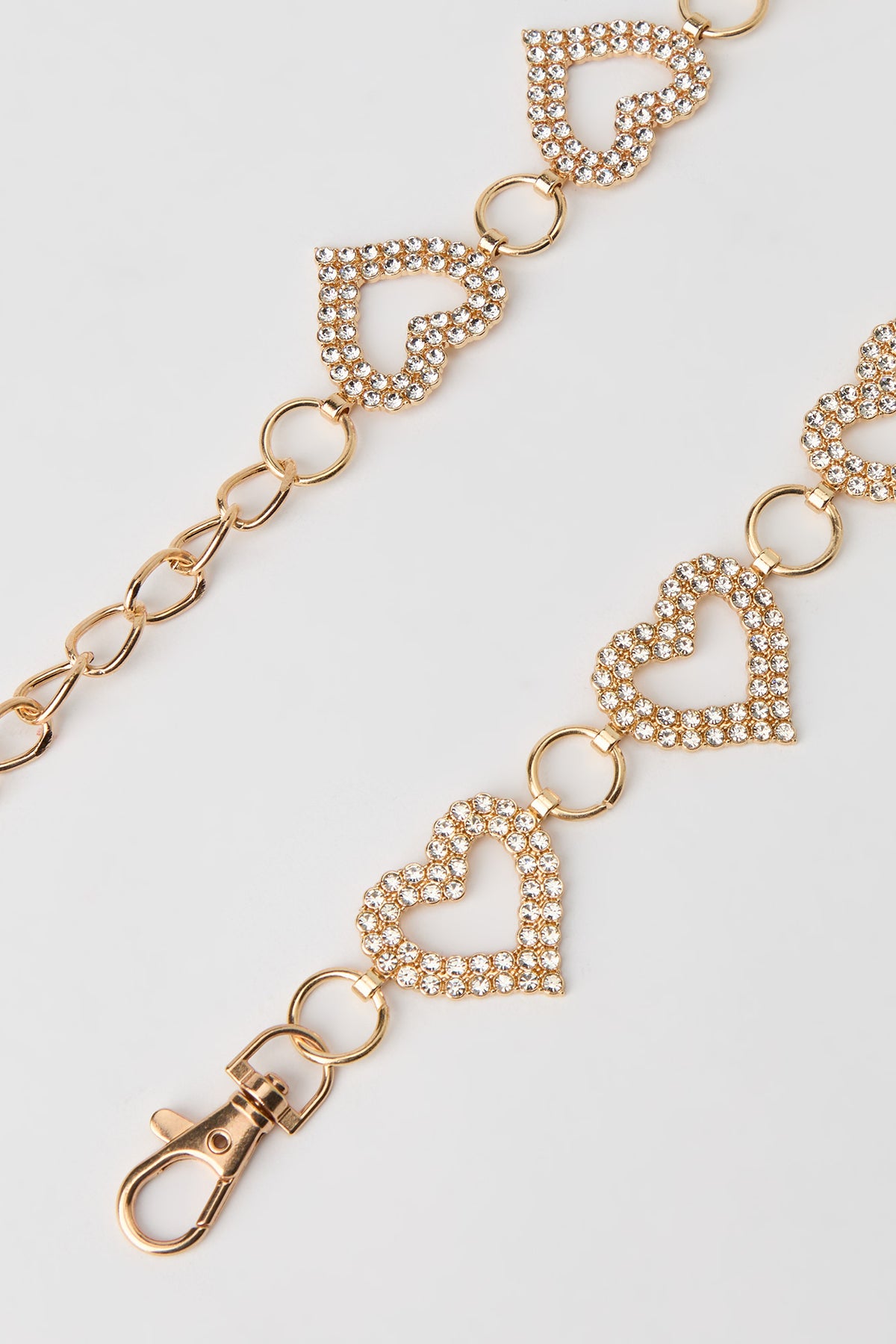 Alt View 2. Rhinestone Heart Chain Belt - Gold