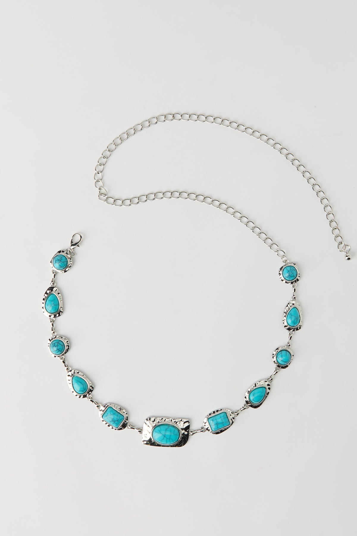 Stone Chain Belt - Silver
