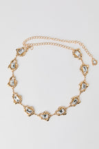 Rhinestone Hammered Chain Belt