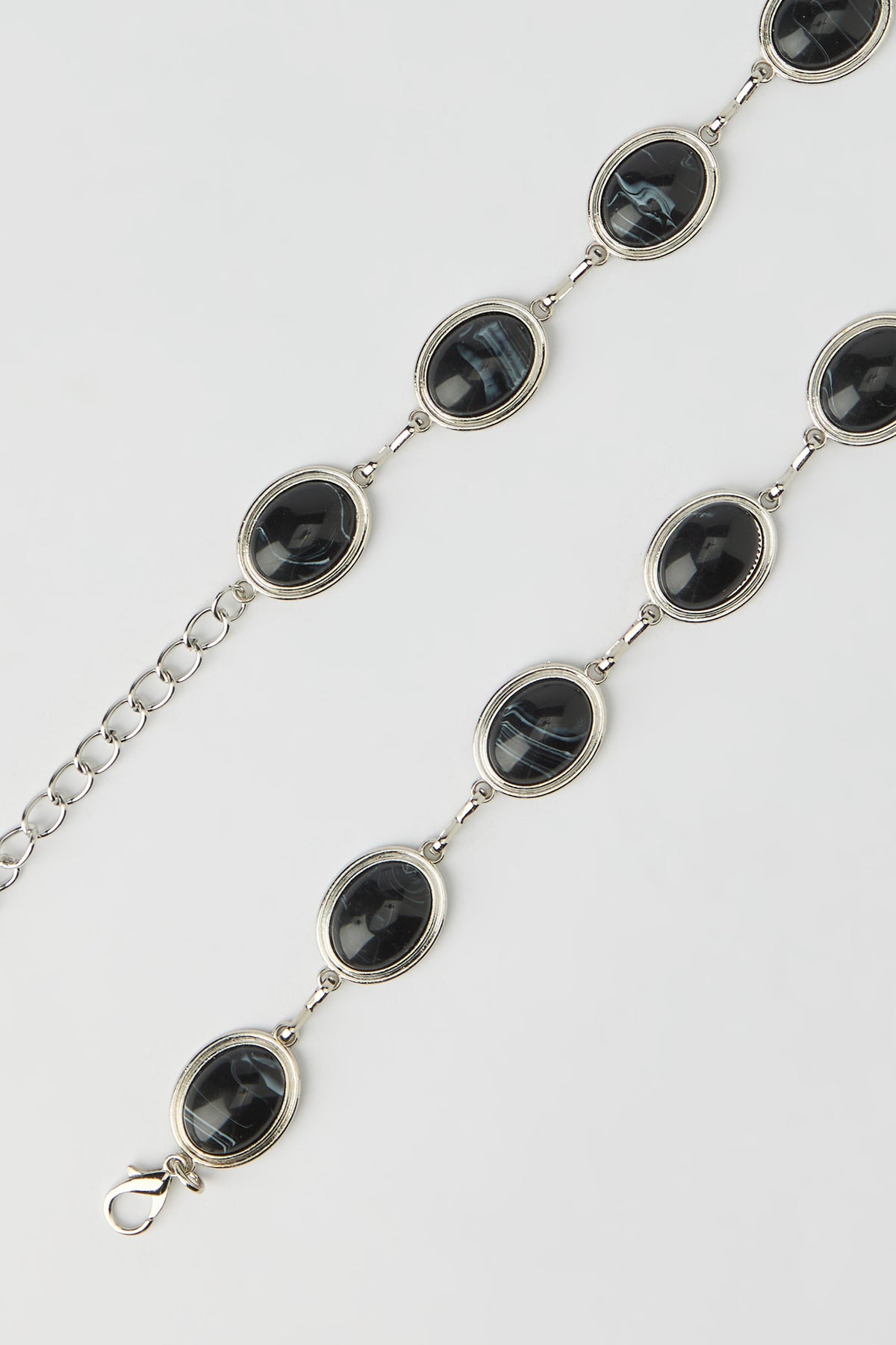Alt View 2. Stone Chain Belt - Black
