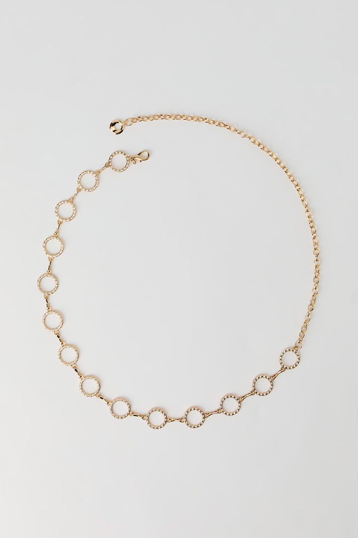 Rhinestone Circle Chain Belt