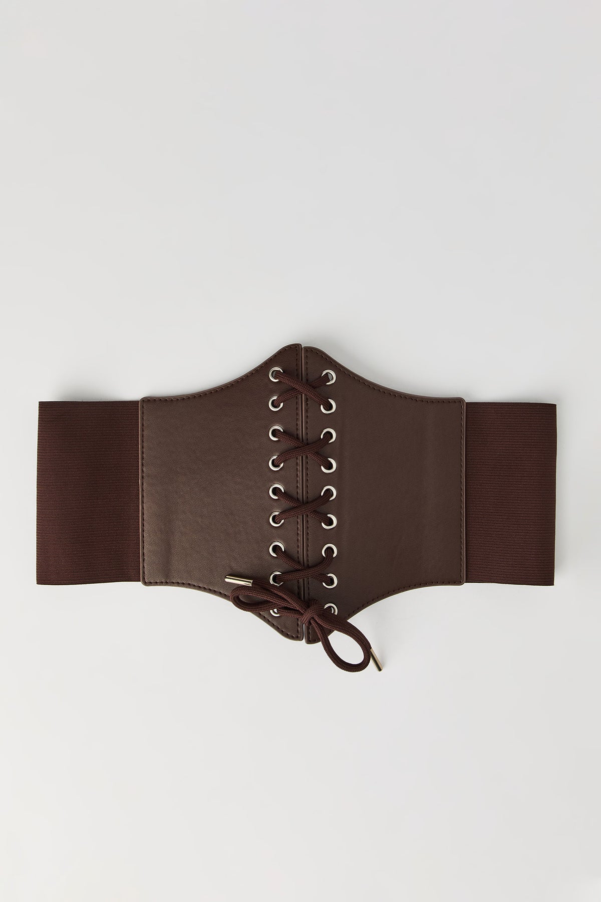 Lace Up Corset Belt - Brown