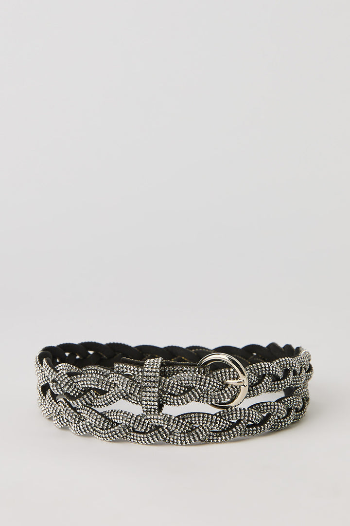 Rhinestone Braided Belt