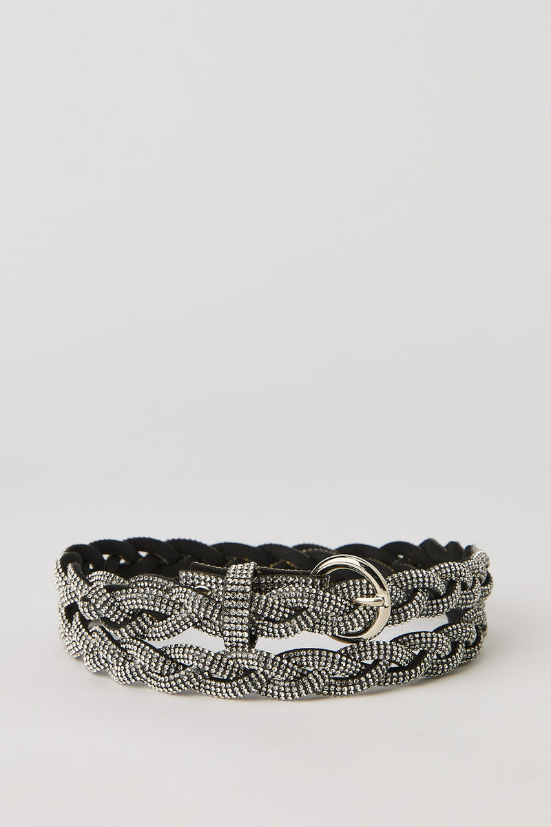 Rhinestone Braided Belt