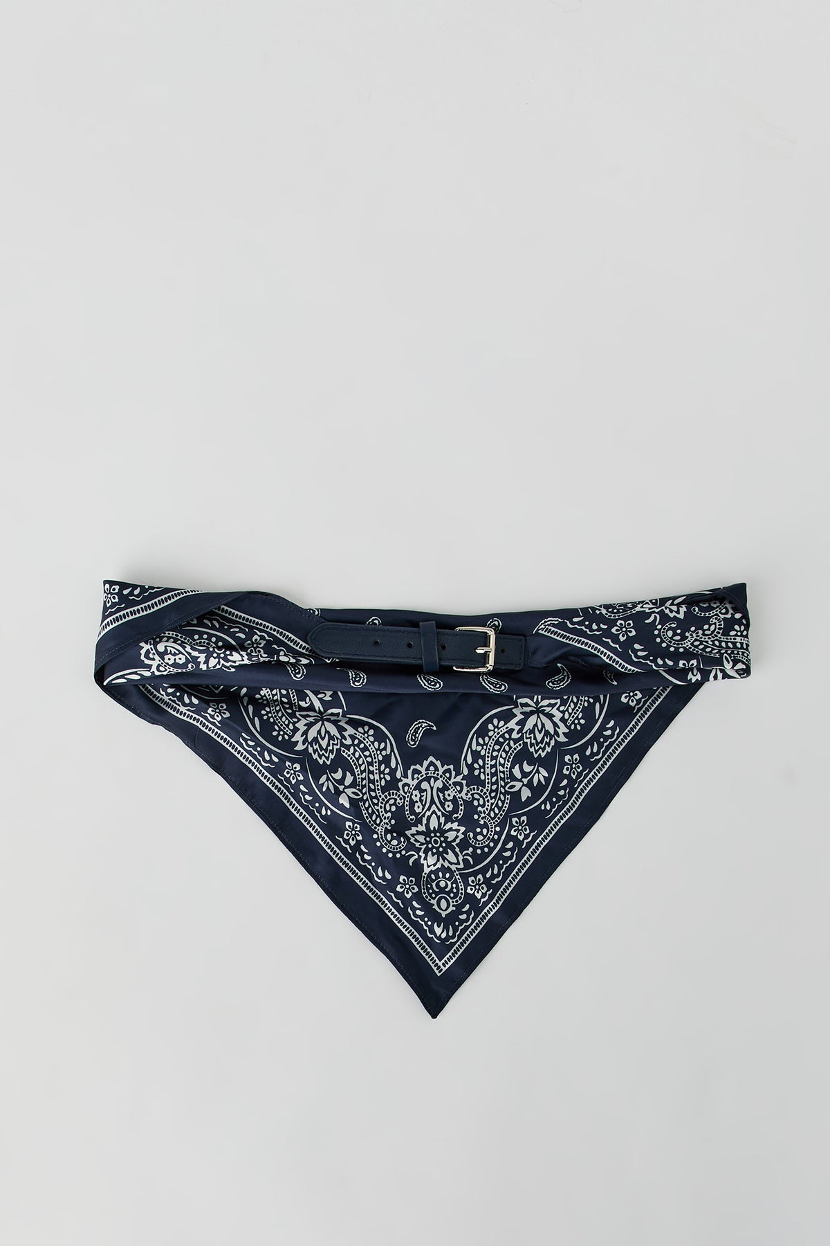 Alt View 2. Paisley Printed Scarf Belt - Navy