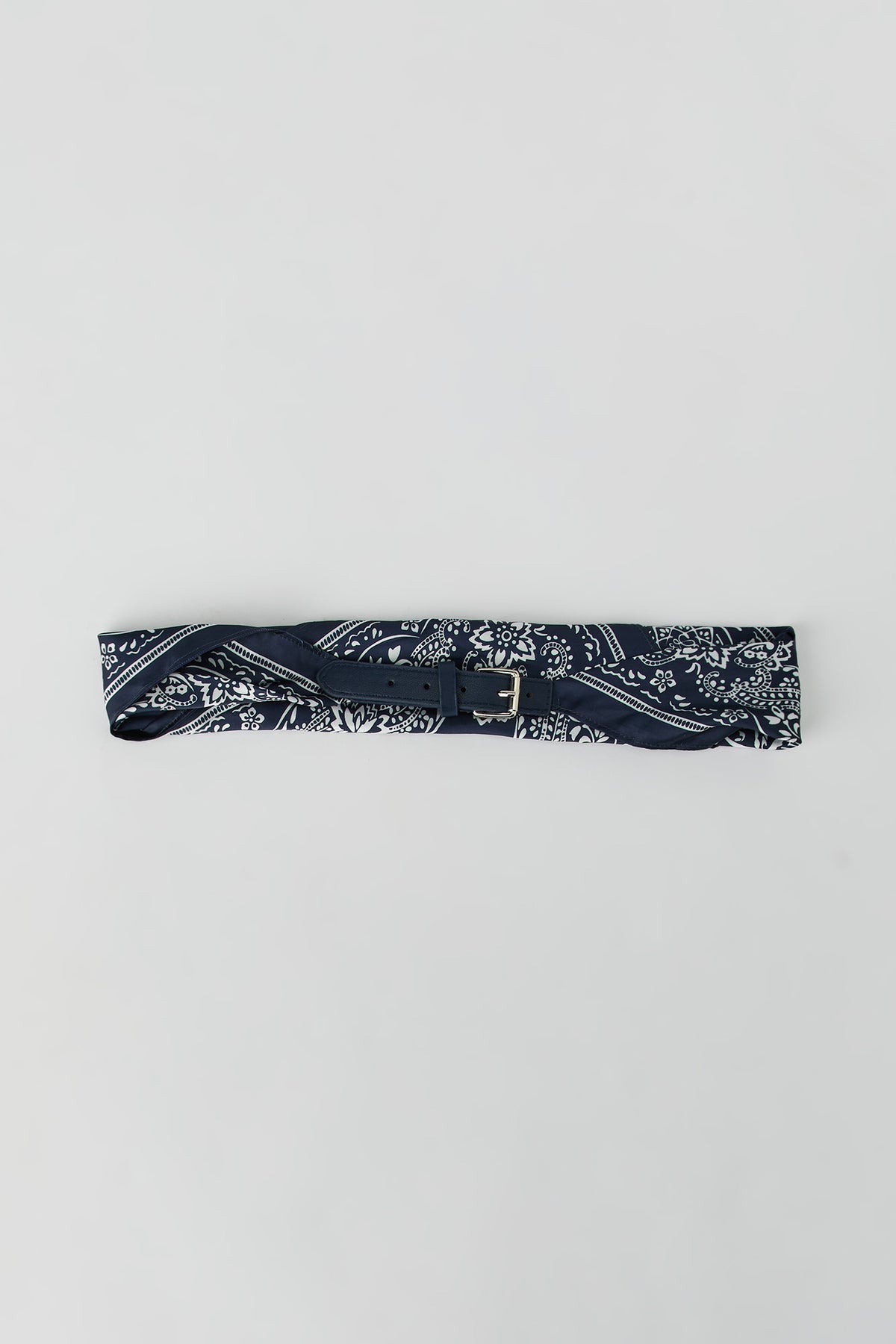 Alt View 3. Paisley Printed Scarf Belt - Navy