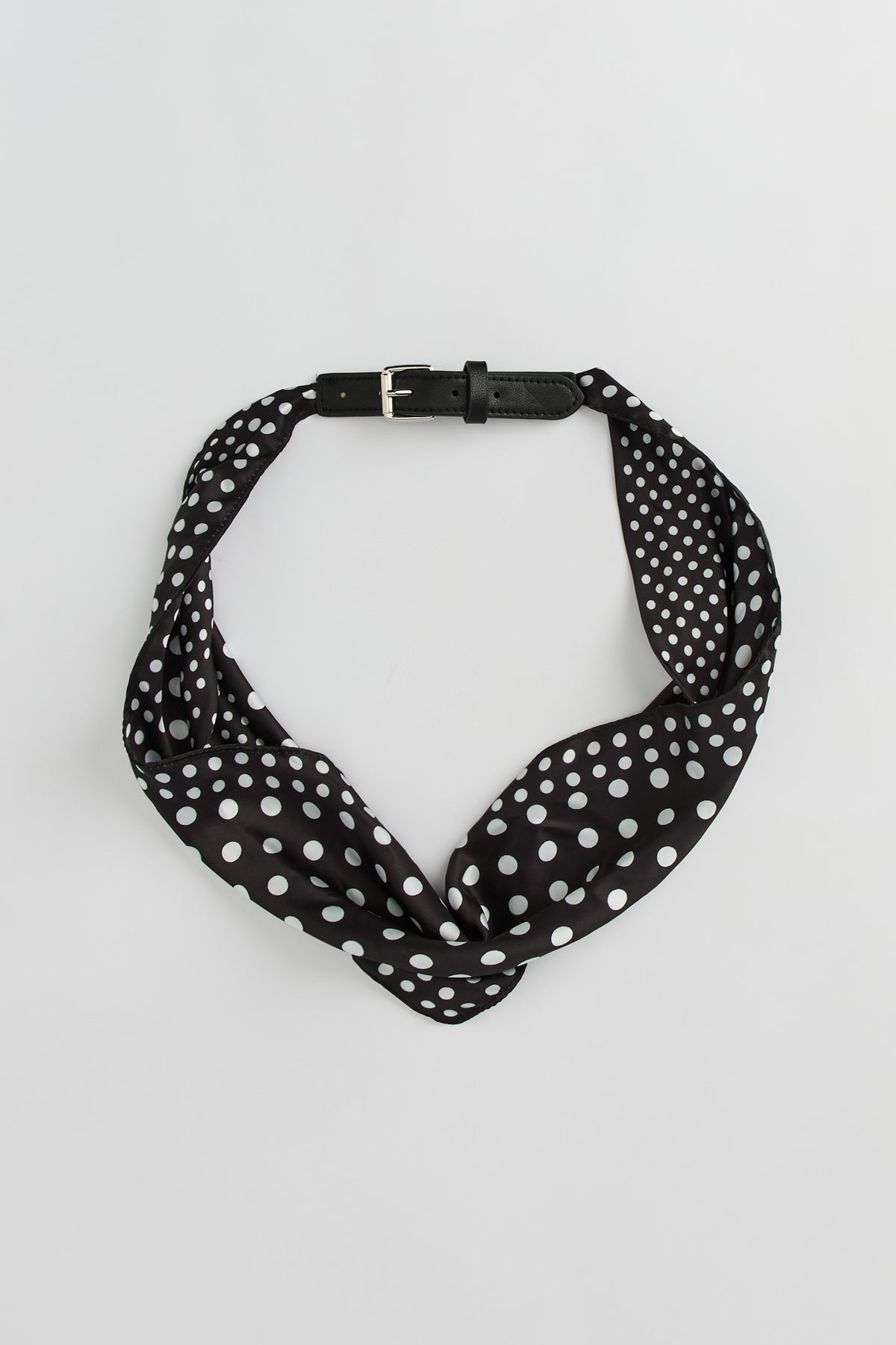 Polka Dot Scarf Belt - Black