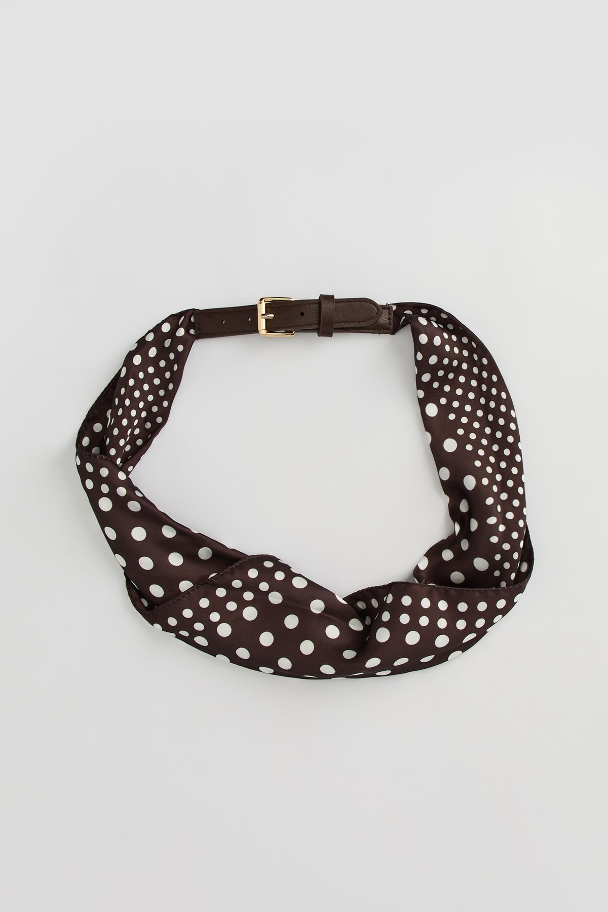 Polka Dot Scarf Belt - Brown