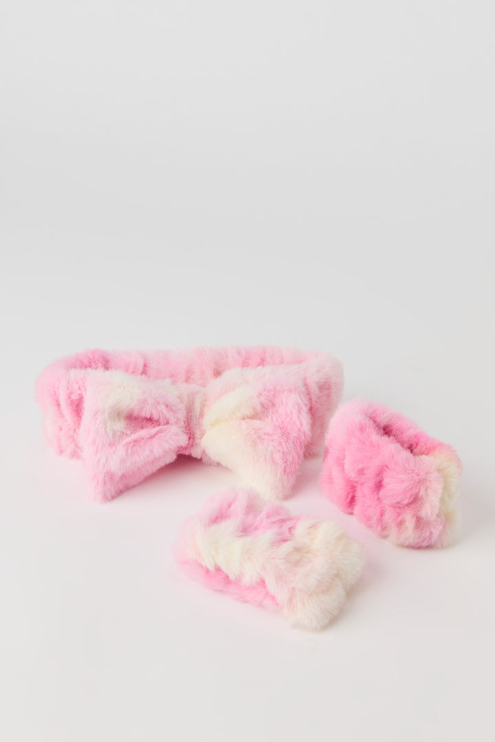 Bandeau et poignets en peluche avec boucle
