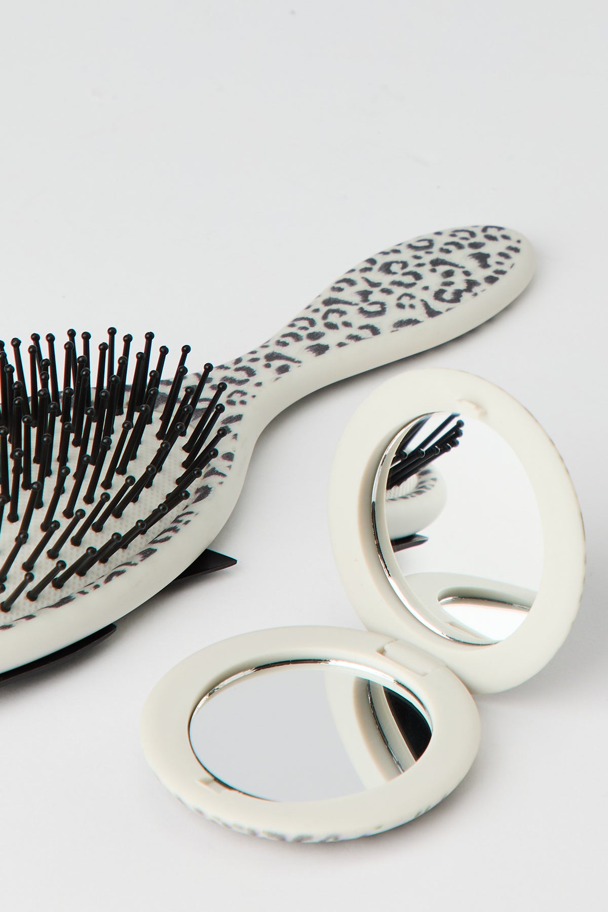 Alt View 2. Hair Brush & Compact Mirror Set - Leopard