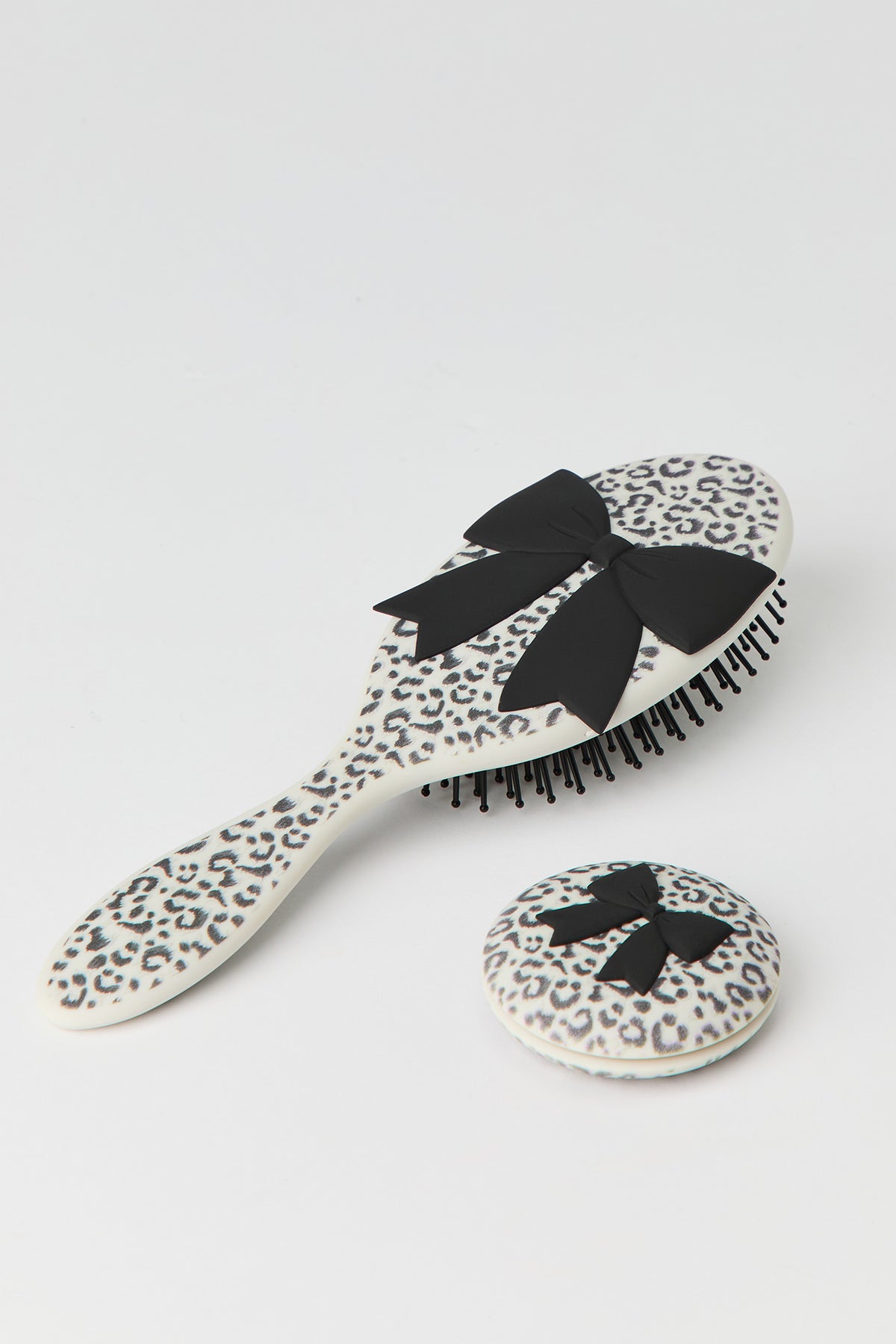 Hair Brush & Compact Mirror Set - Leopard