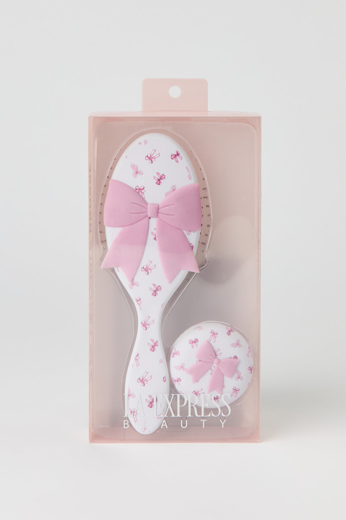 Alt View 4. Hair Brush & Compact Mirror Set - Pink