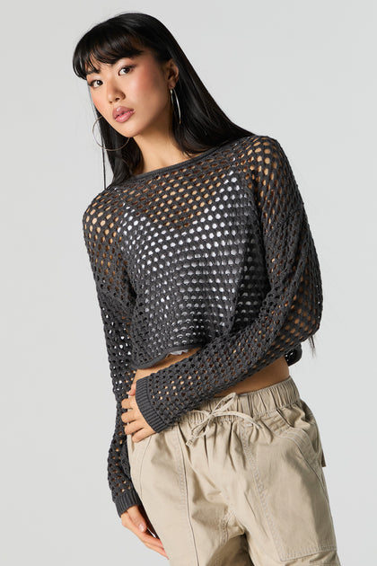 Wide Open Knit Cropped Sweater