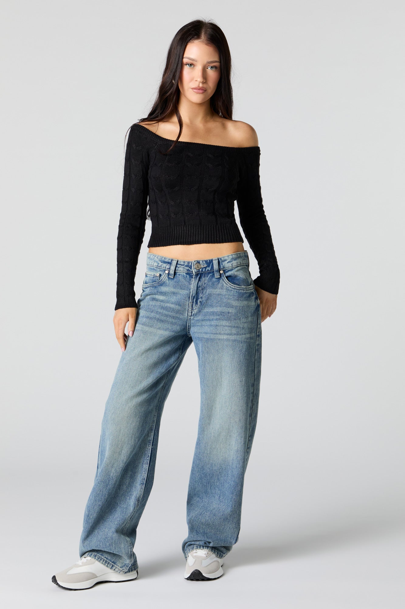 Cable Knit Cropped Sweater