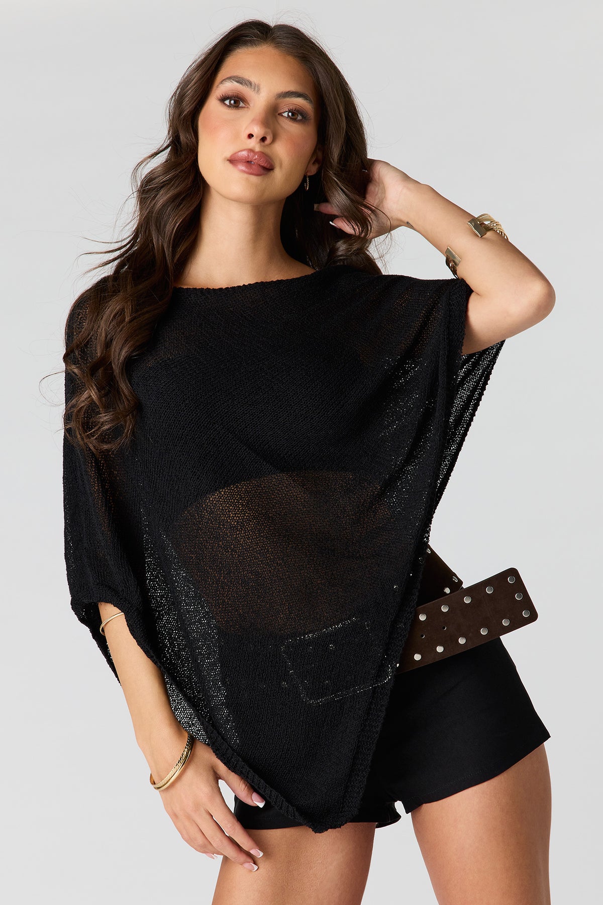 Knit Poncho - Black