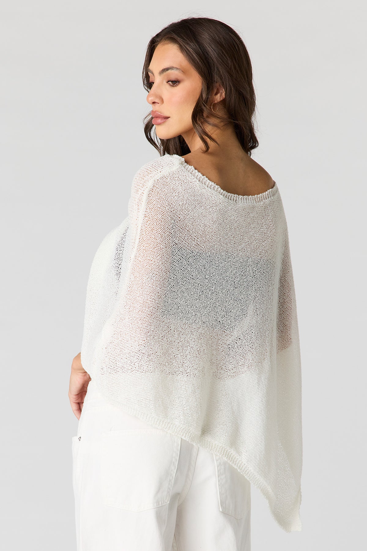 Alt View 2. Knit Poncho - Ivory