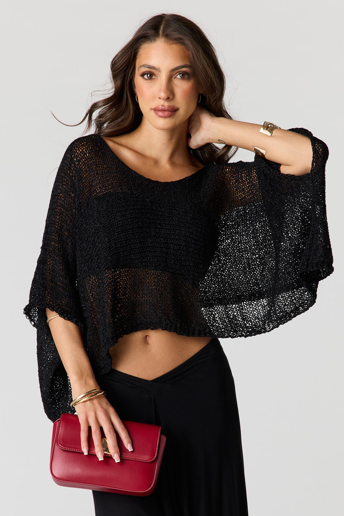 Knit Poncho - Black