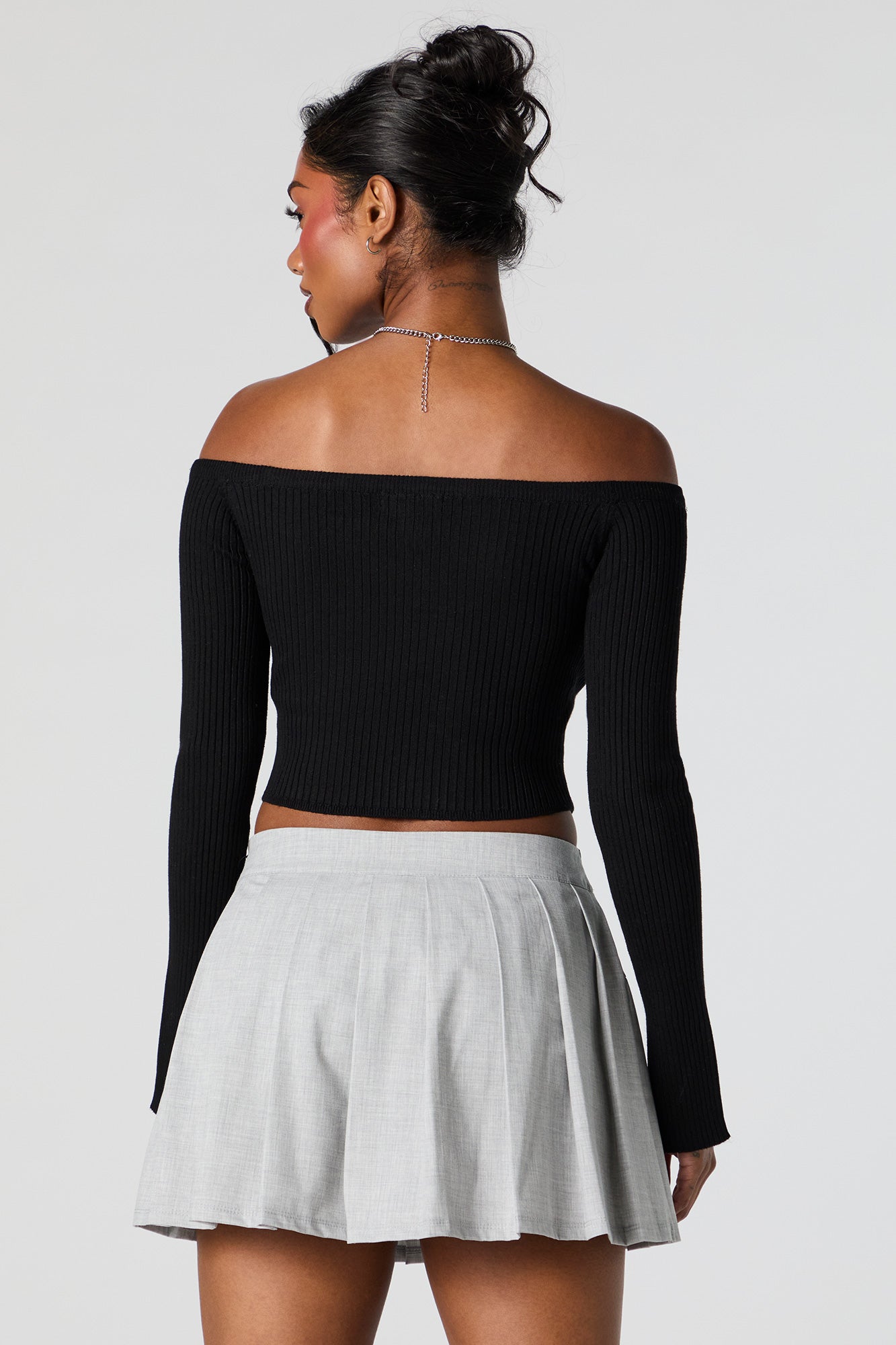 Ribbed Knit Off Shoulder Sweater