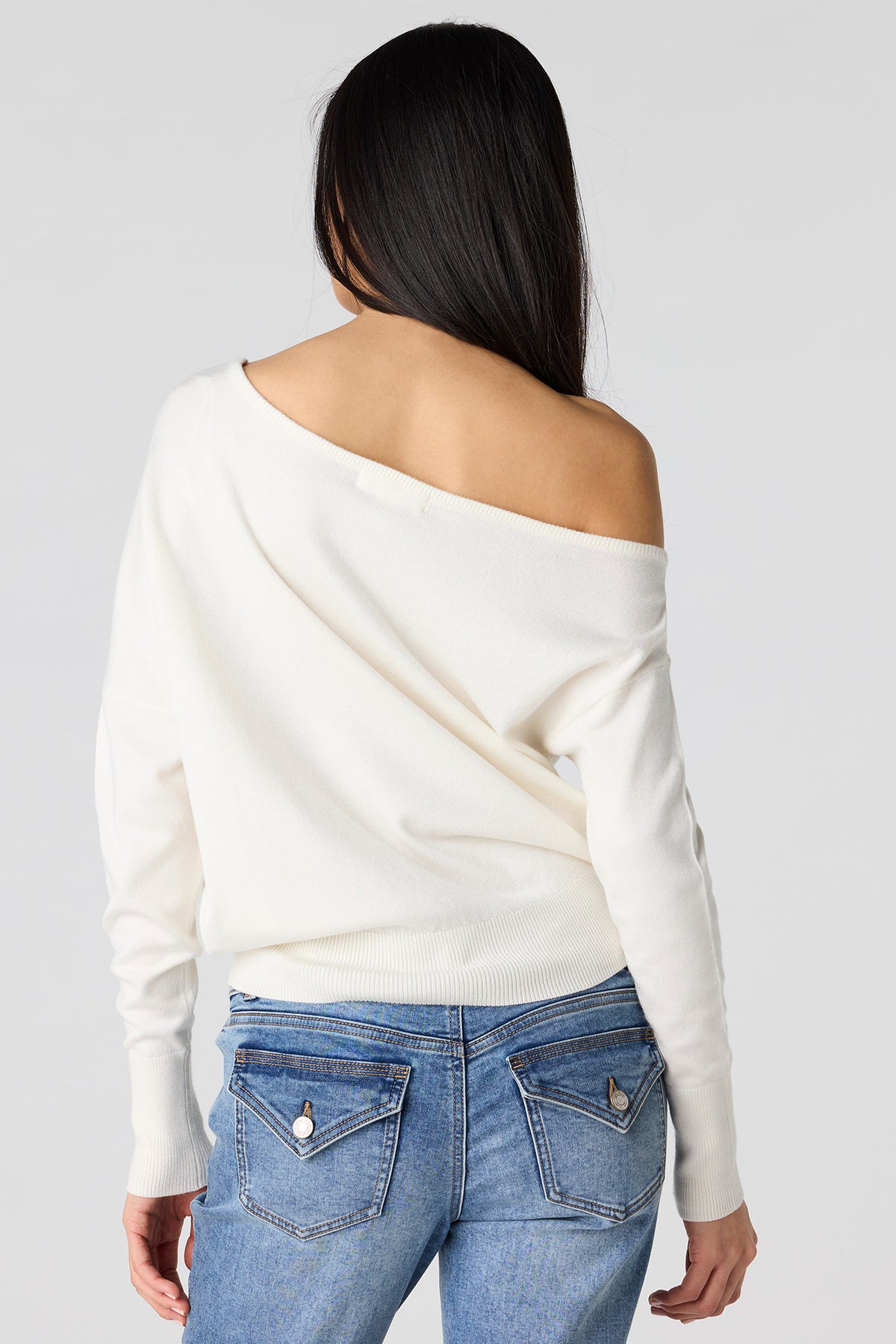 Alt View 2. Off Shoulder Dolman Sweater - Ivory