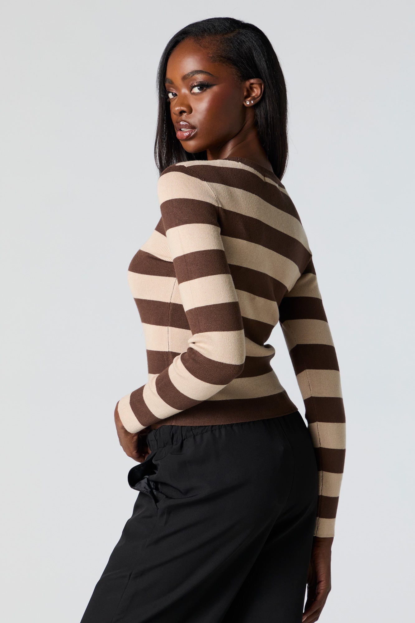 Ribbed Knit Striped Sweater