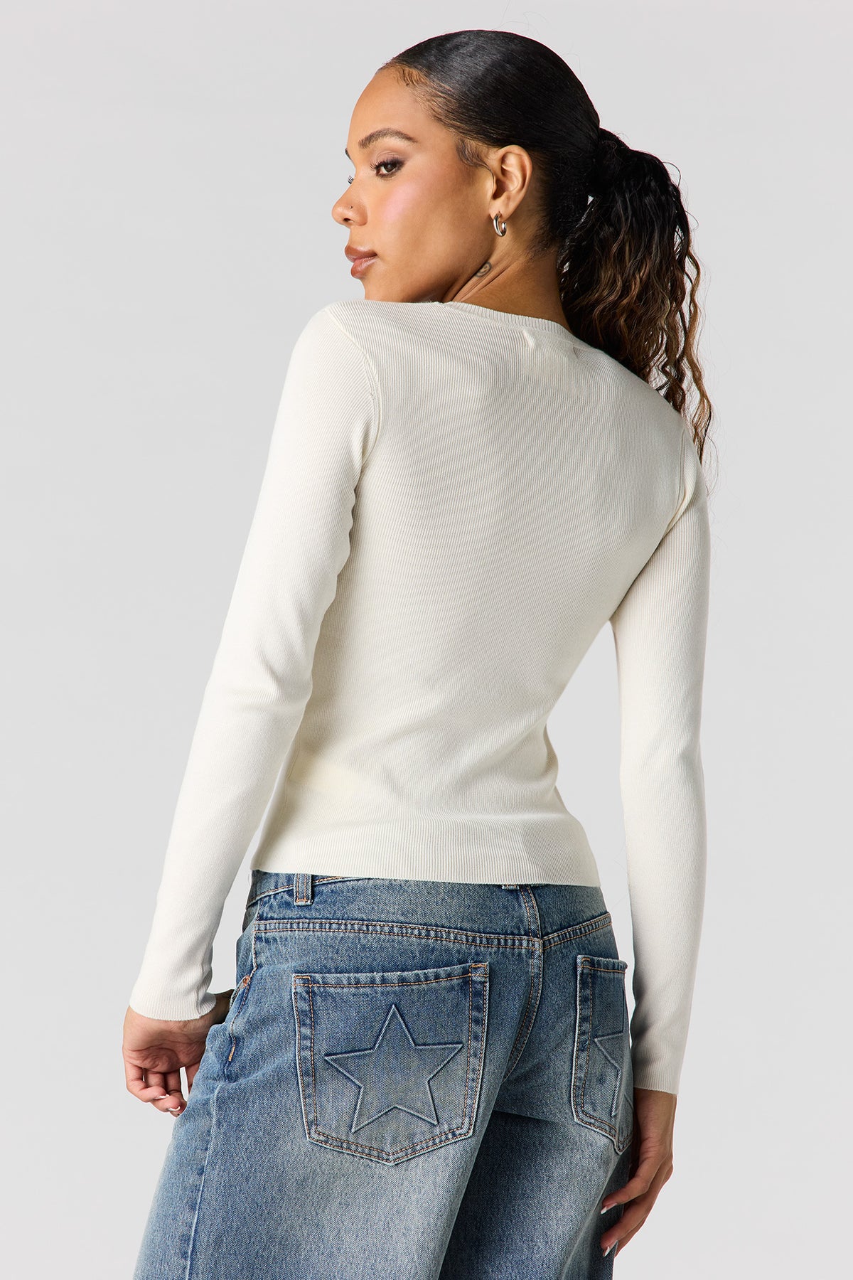 Alt View 2. Ribbed Sweater - Ivory