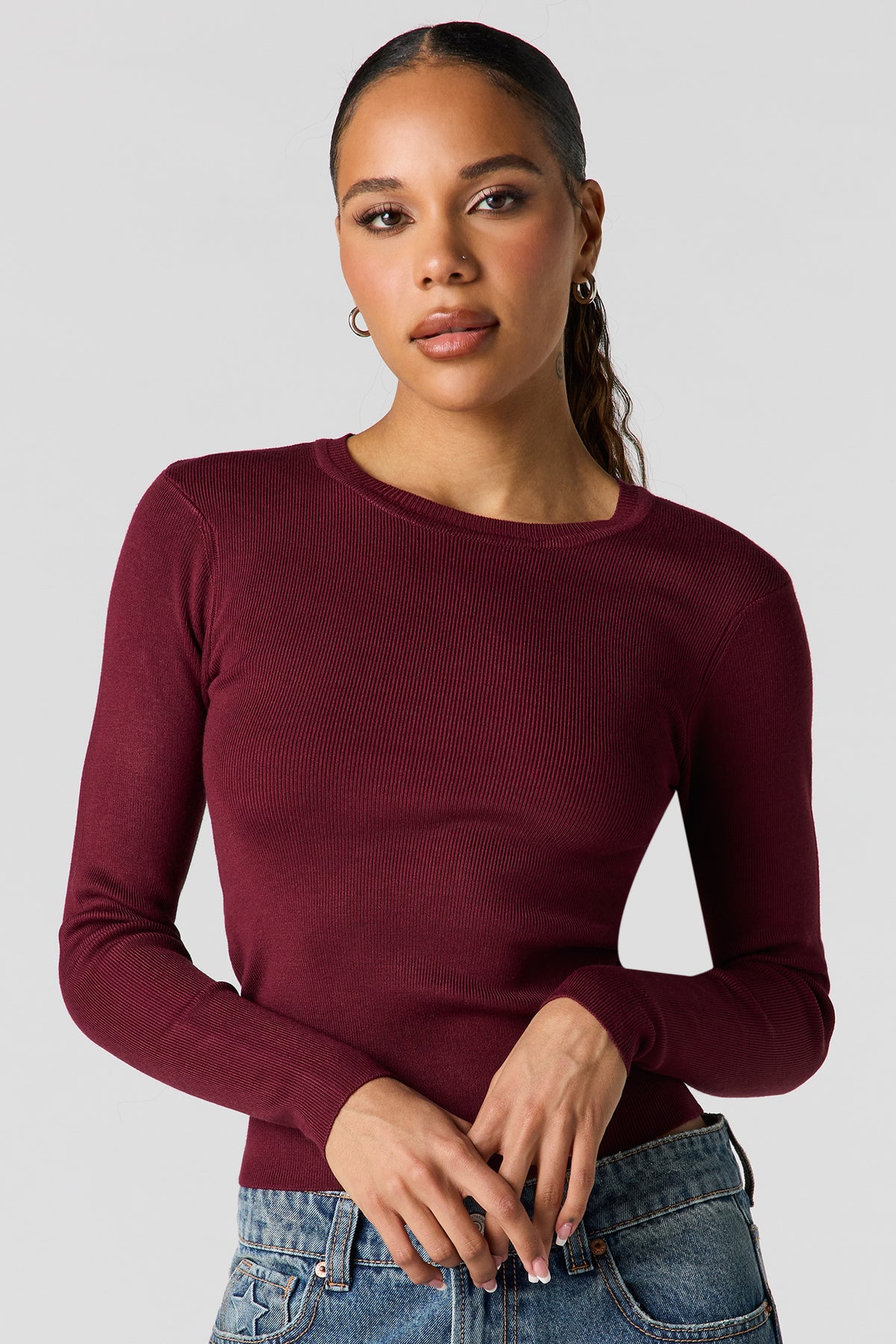 Ribbed Sweater - Burgundy