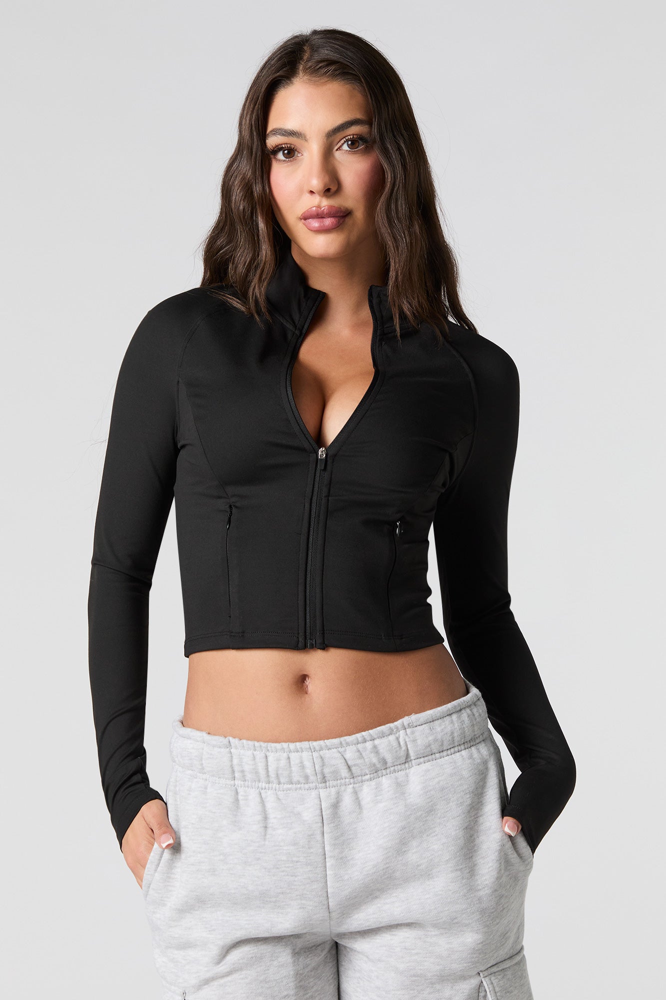 ジャケット・アウター melt the lady off shoulder cropped zipup Active Zip-Up Cropped Jacket – Urban Planet