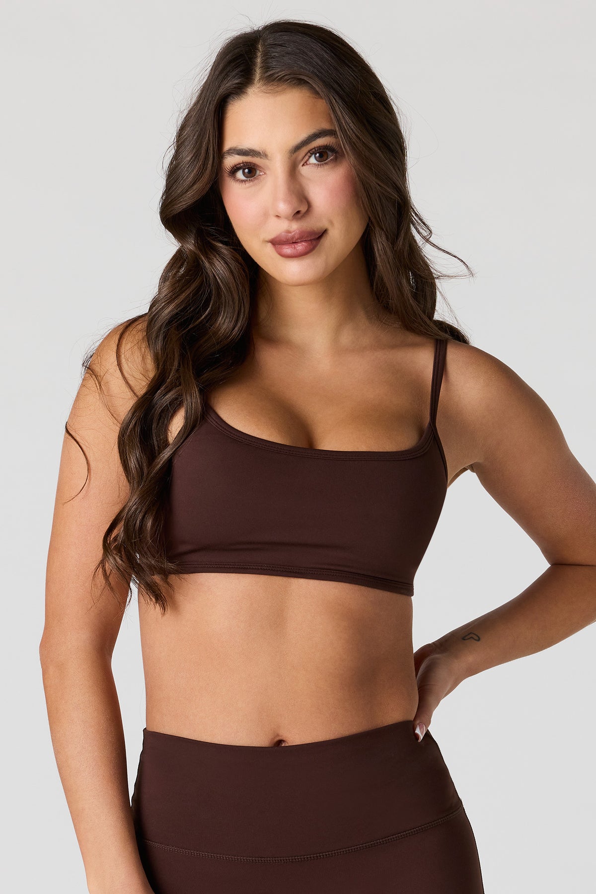Active High Density Sports Bra - Brown