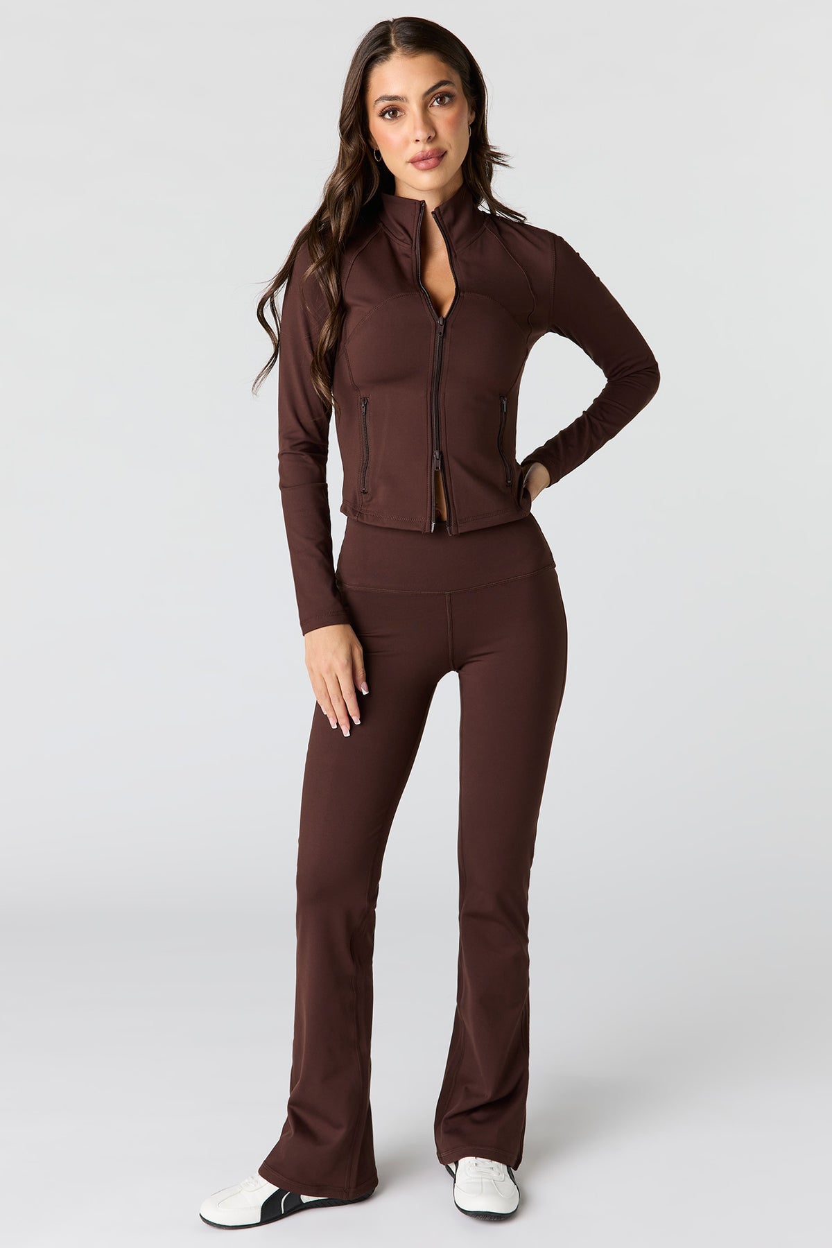 Alt View 3. Active High Density 2-Way Zip-Up Jacket - Brown