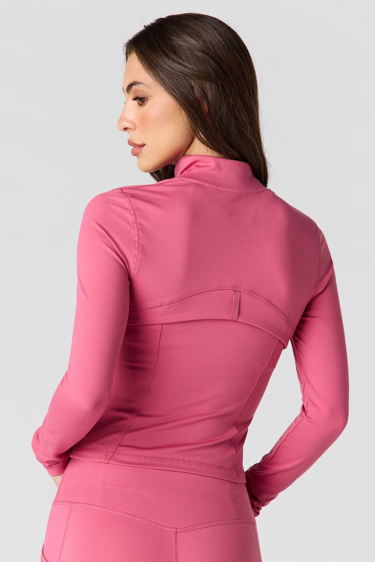 Alt View 2. Active High Density 2-Way Zip-Up Jacket - Dark Pink