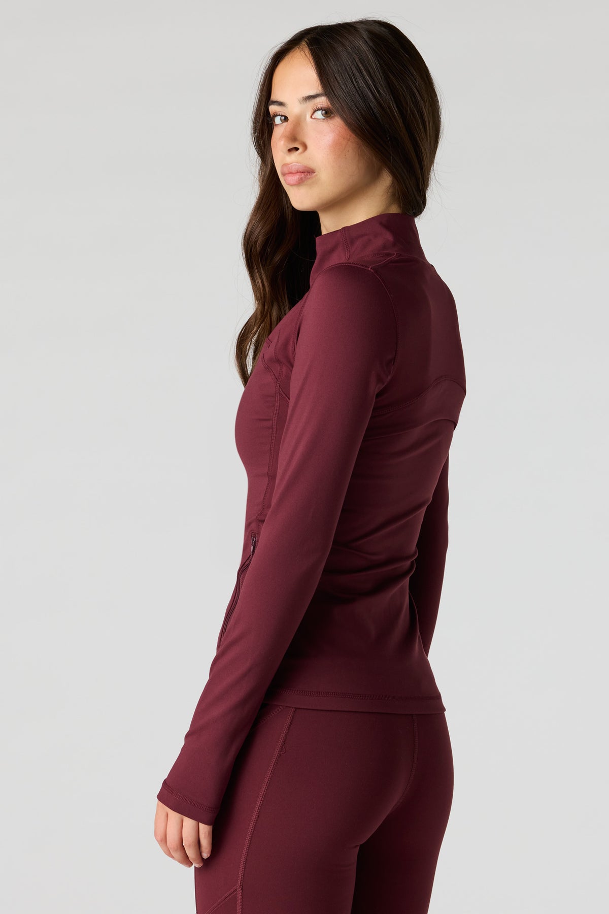 Alt View 2. U/A Zip Jacket - Burgundy