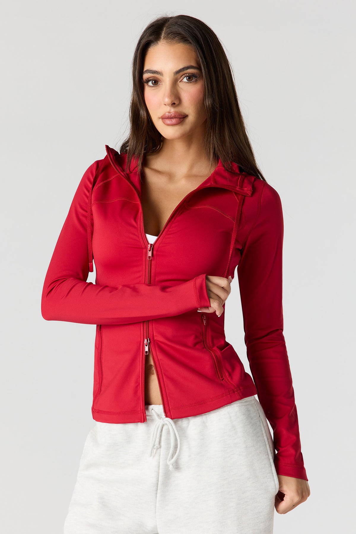 Sommer Ray Ultra Sculpt Hooded Zip Jacket - Red