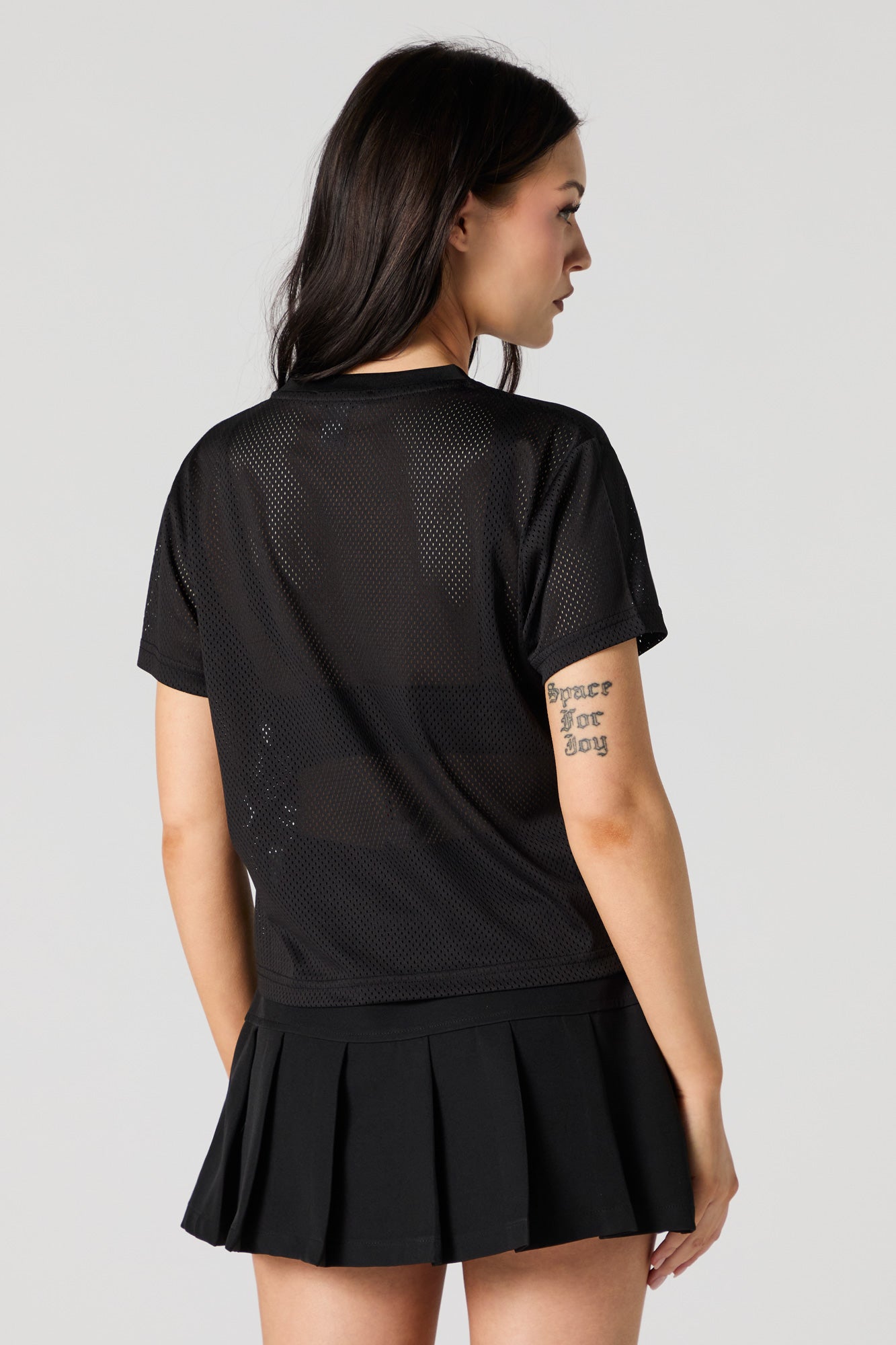 Los Angeles Graphic Mesh Cropped T-Shirt