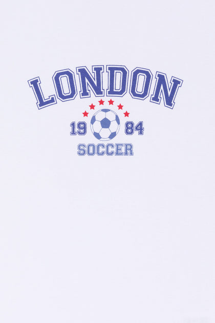 T-shirt à liséré contrastant avec imprimé London Soccer