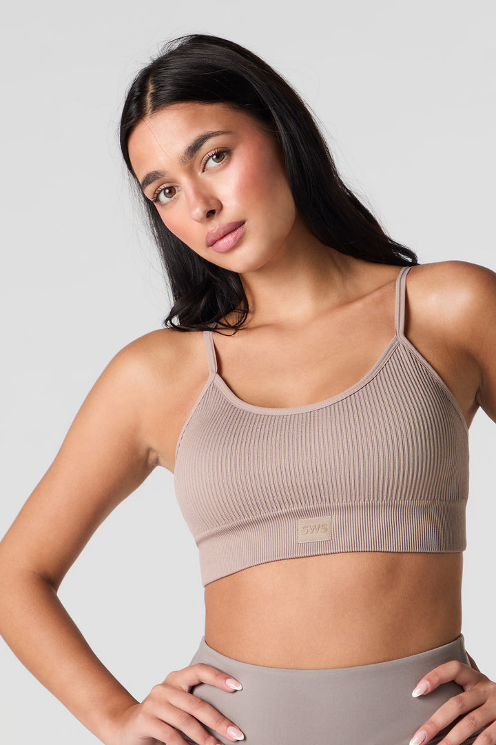 Seamless Ribbed Double Layer Sports Bra