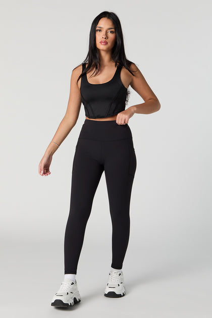 Legging Active doux à taille haute avec poches latérales