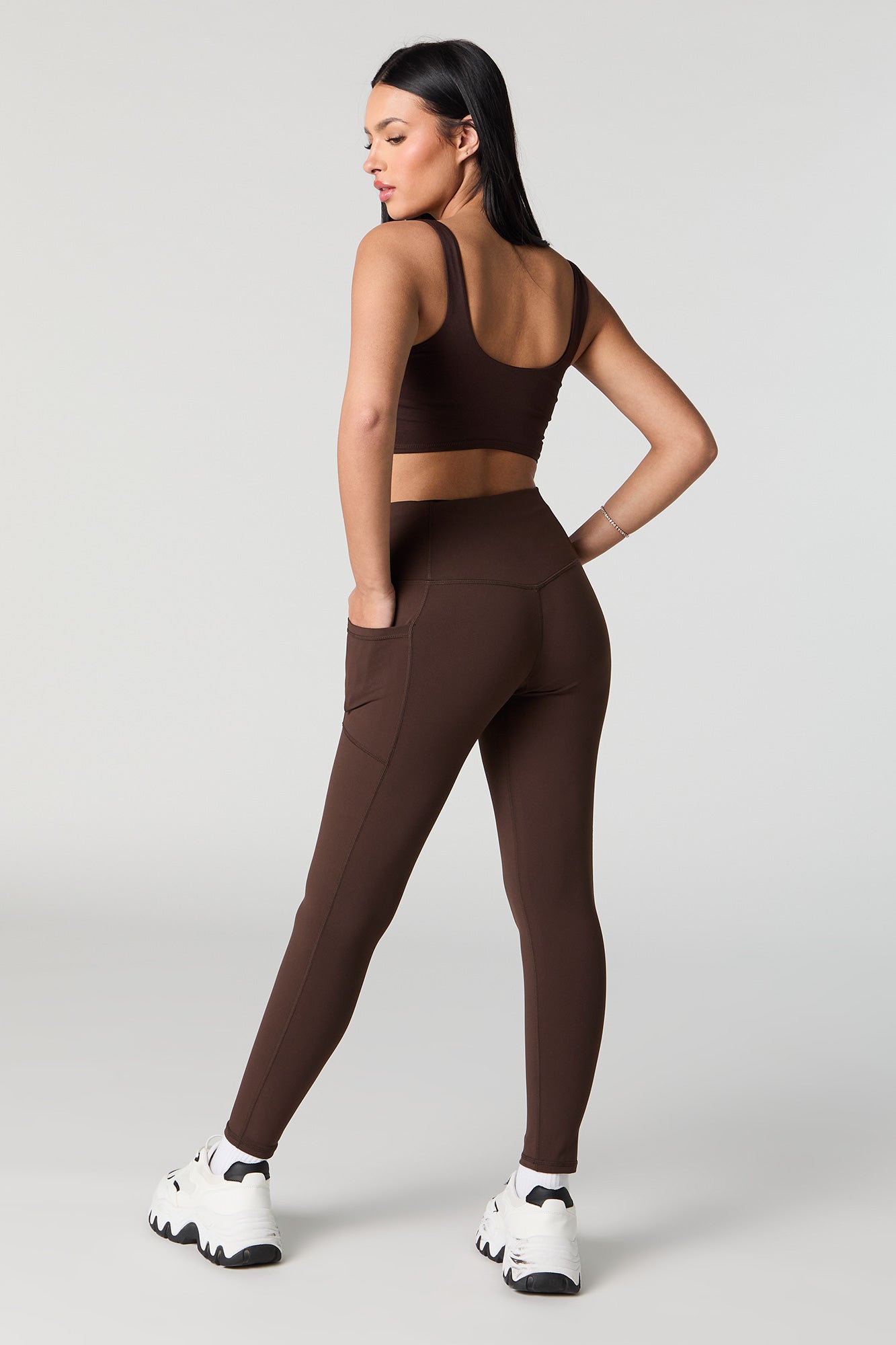 Legging Active doux à taille haute avec poches latérales