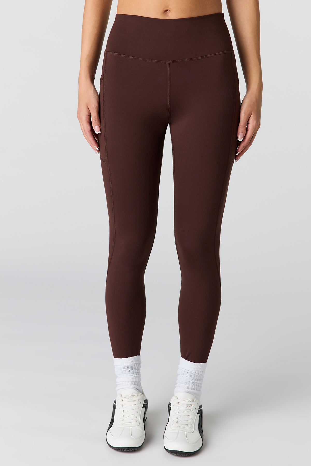 Alt View 2. Active High Density Side Pocket Legging - Brown