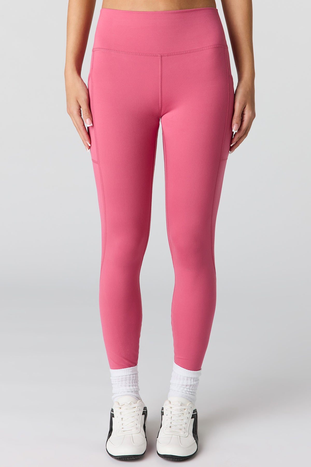 Alt View 2. Active High Density Side Pocket Legging - Dark Pink