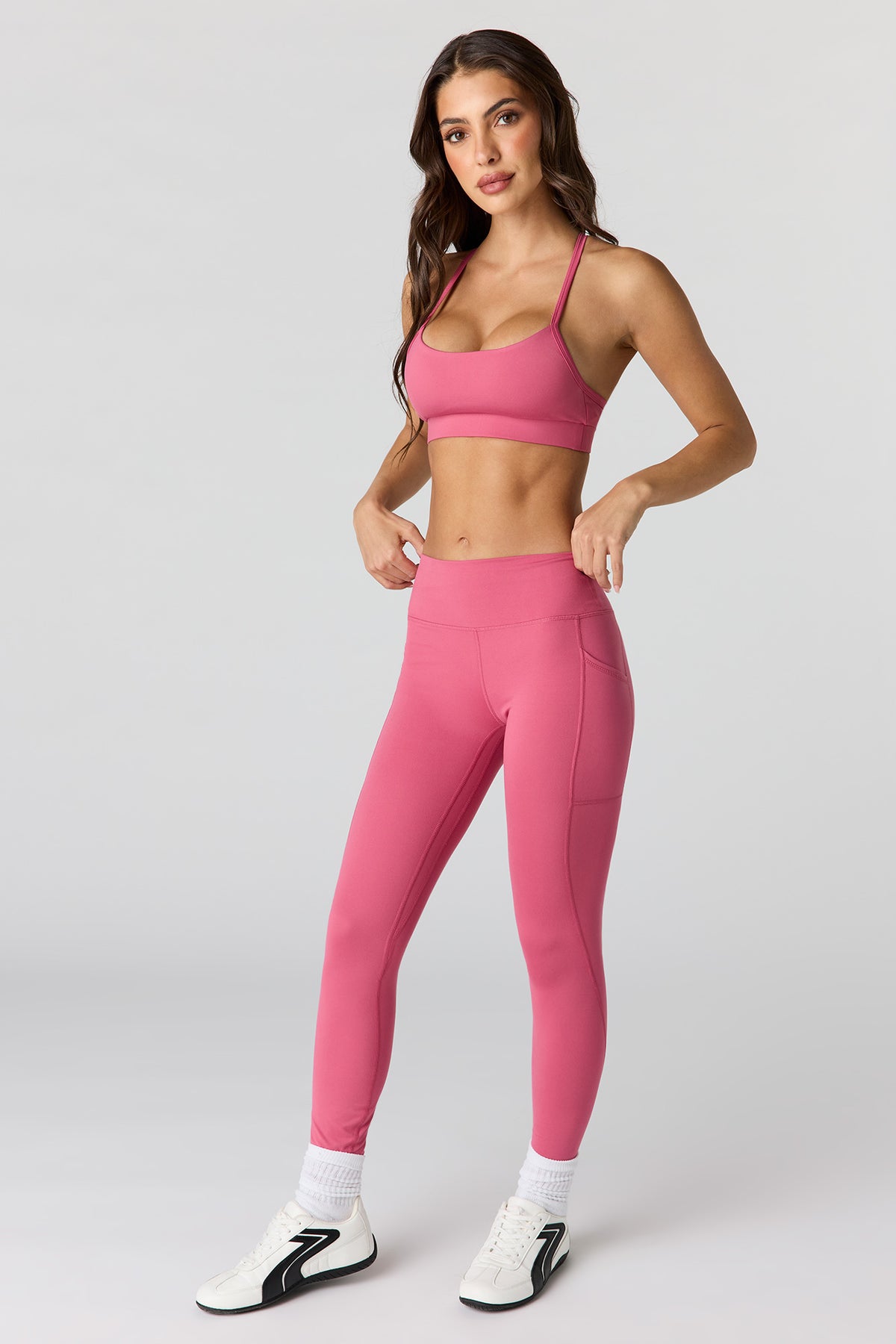 Active High Density Side Pocket Legging - Dark Pink