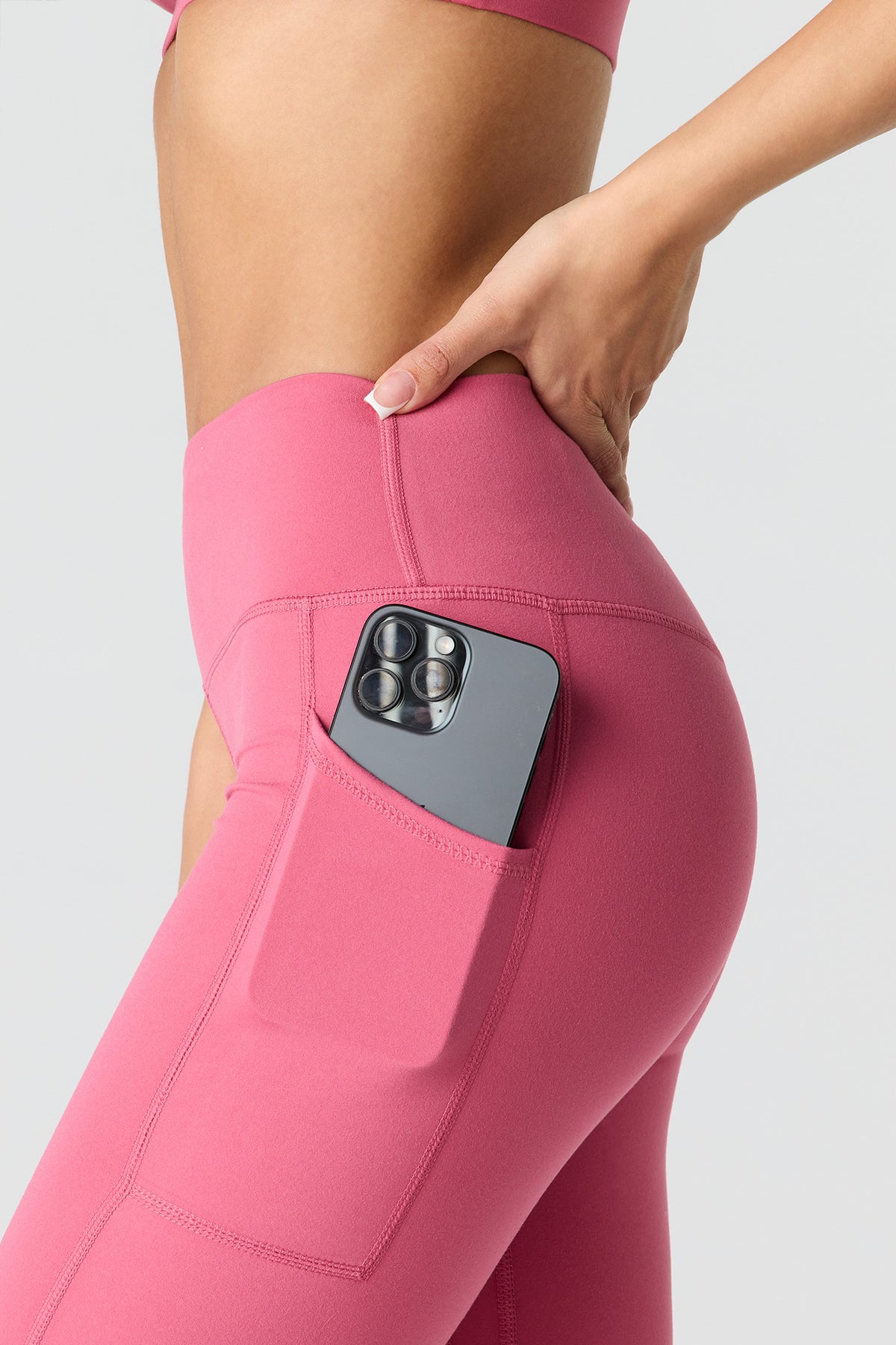 Alt View 4. Active High Density Side Pocket Legging - Dark Pink