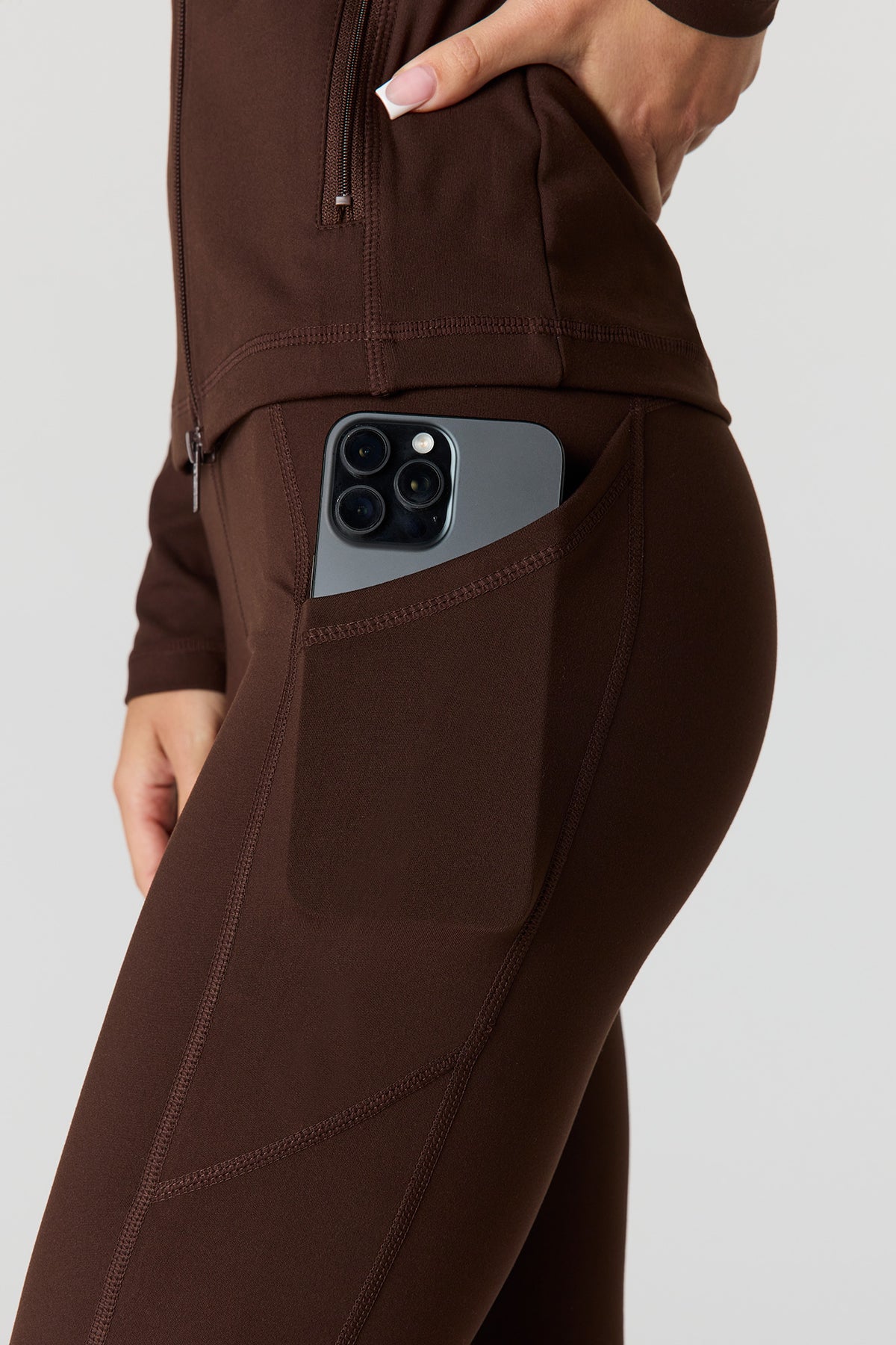 Alt View 4. U/A Side Pocket Flare Legging - Brown
