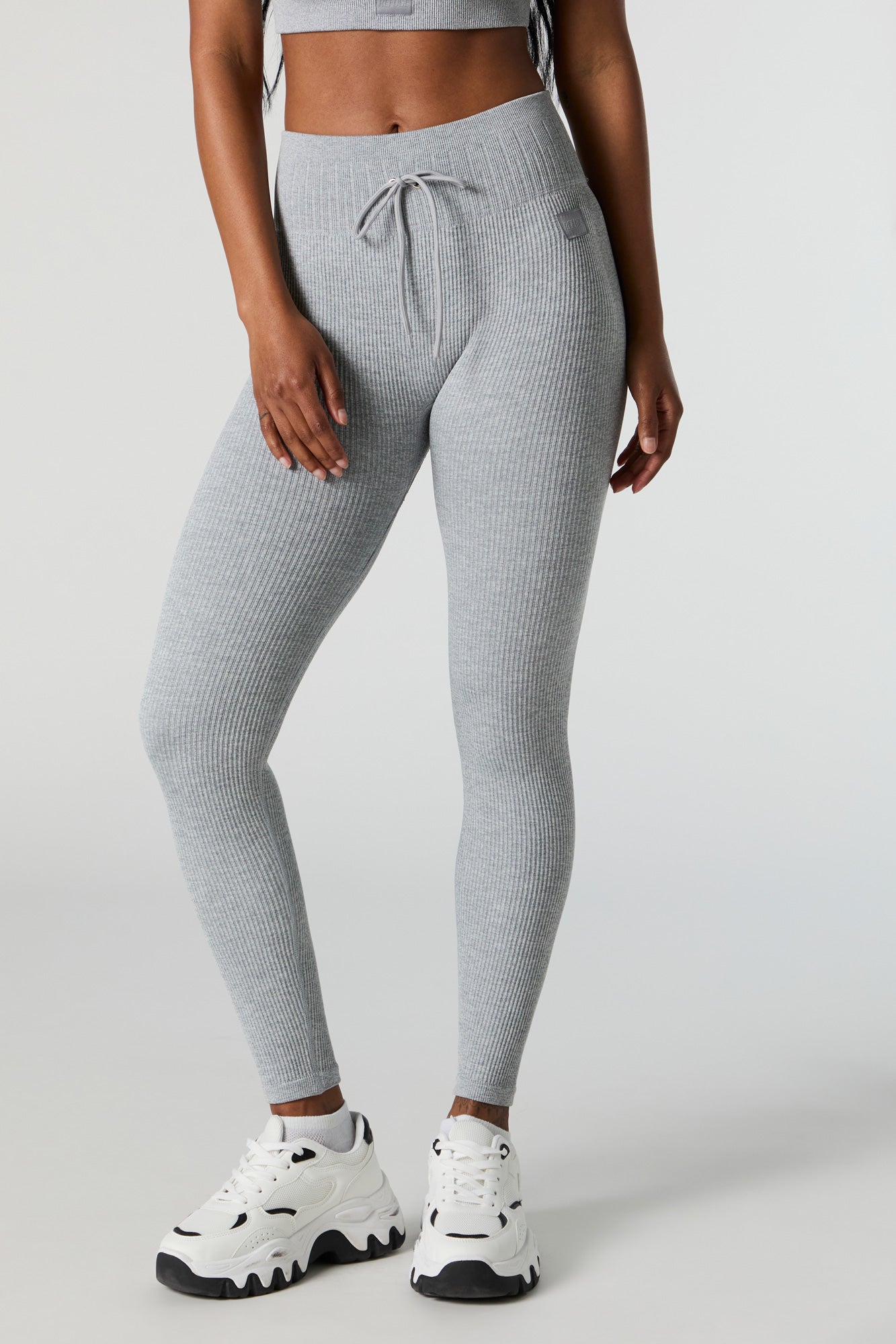 Legging côtelé sans couture à taille coulissante Active