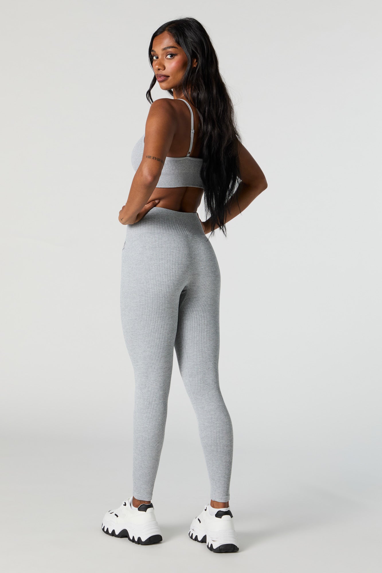 Legging côtelé sans couture à taille coulissante Active