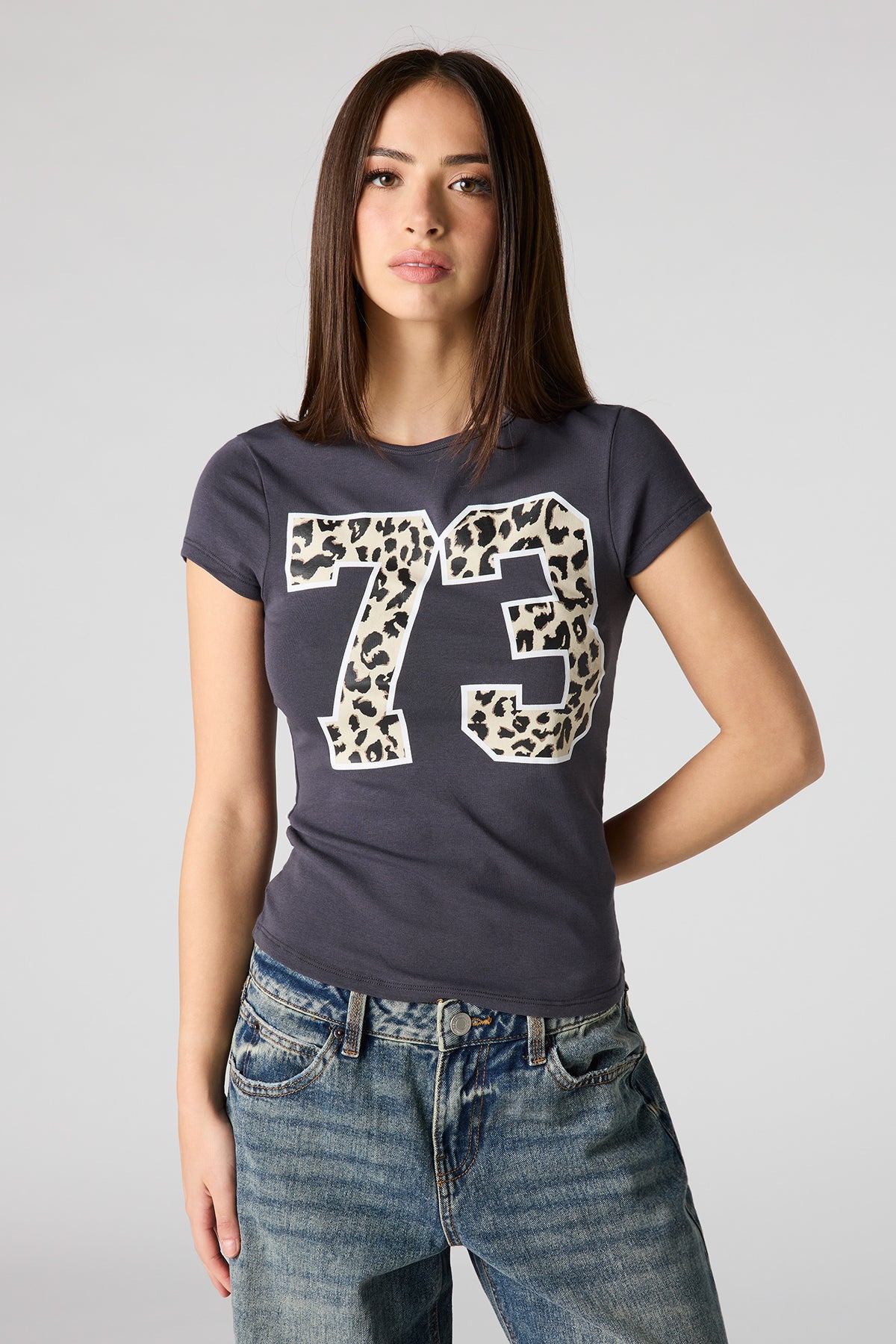 T-shirt ajusté côtelé imprimé