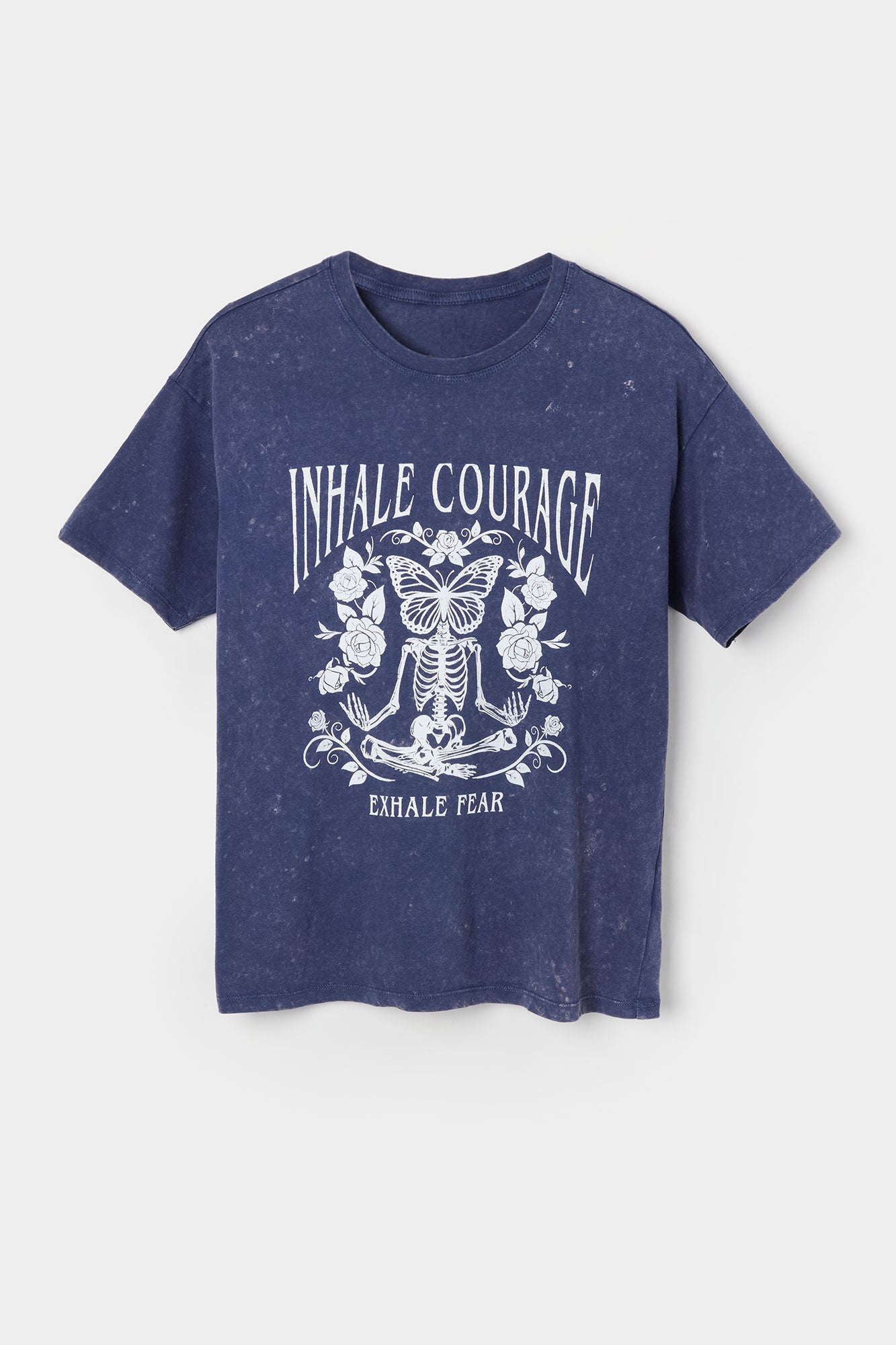 Inhale Courage Graphic Washed Boyfriend T-Shirt