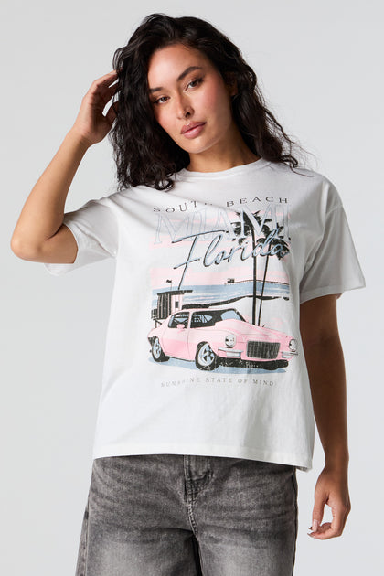 South Beach Graphic Boyfriend T-Shirt