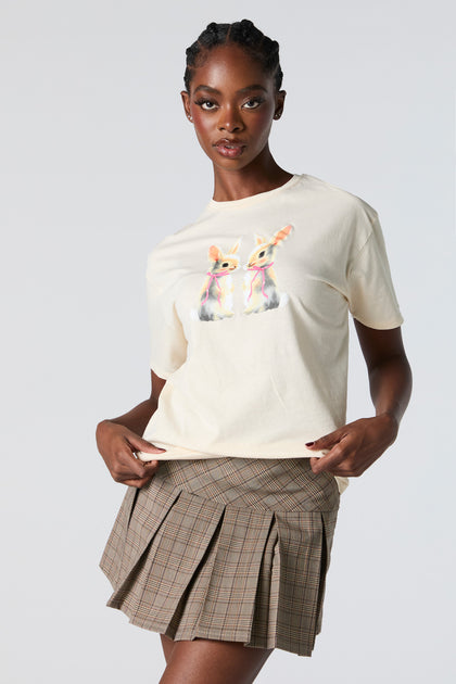 Bunnies with Bows Graphic Boyfriend T-Shirt