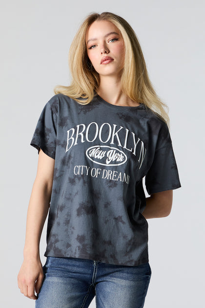 T-shirt noué-teint à imprimé Brooklyn